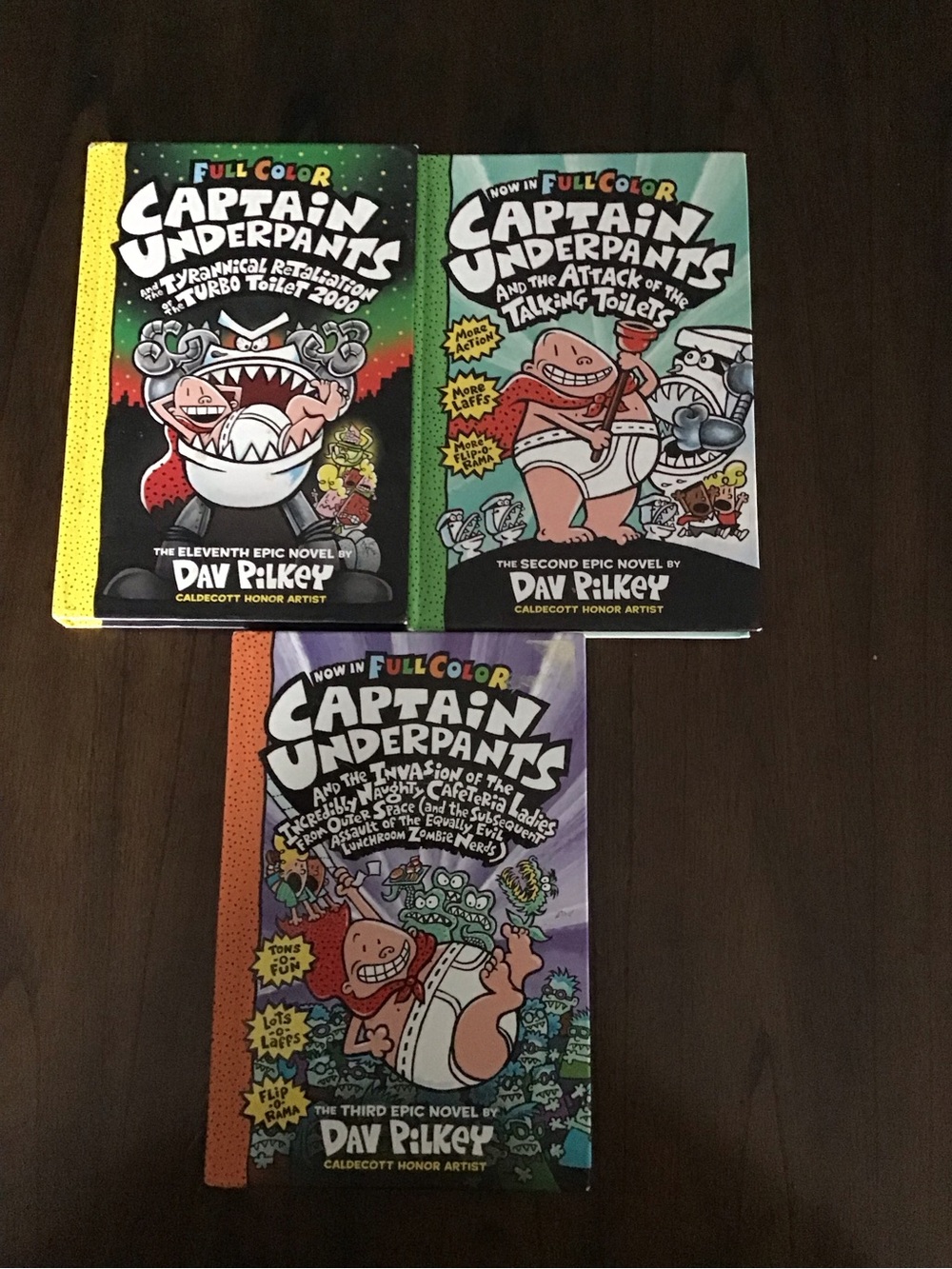 Captain Underpants Hardcover Book Set - Green, Purple, Orange Covers